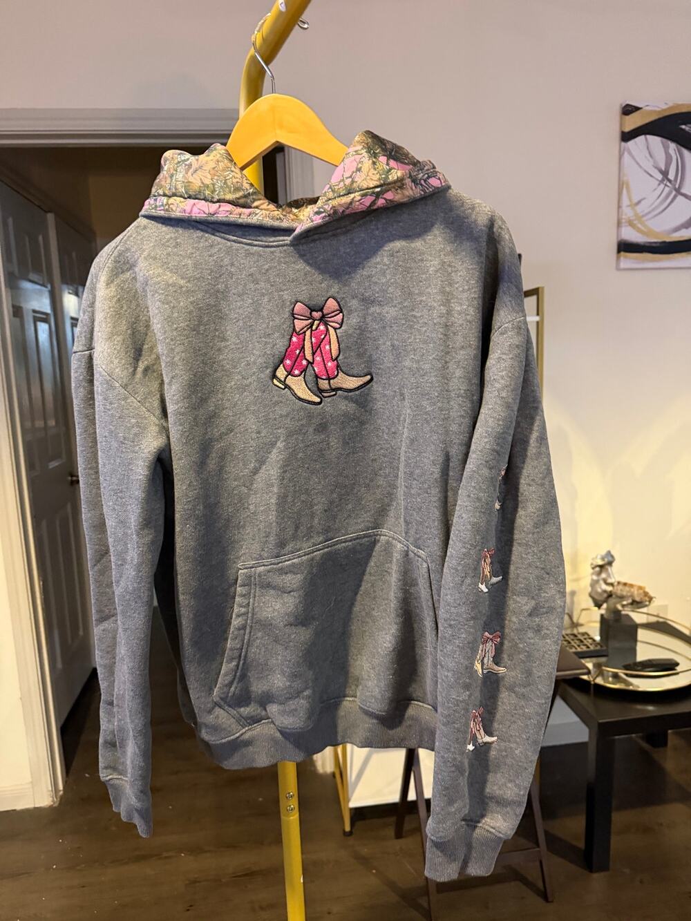 Simply Southern Happy Camper Hoodie with cowboy boots